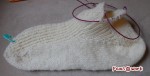 編みかけのBrioche模様の靴下。